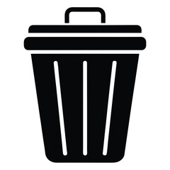 silhouette trash can on white background