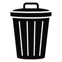 silhouette trash can on white background