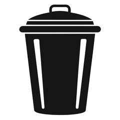 silhouette trash can on white background