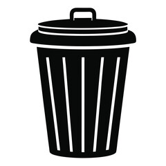 silhouette trash can on white background