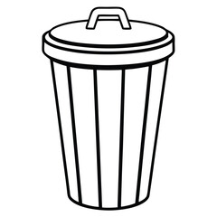 silhouette trash can on white background