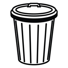 silhouette trash can on white background