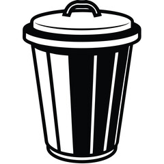 silhouette trash can on white background