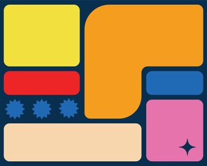 Bento grid web design elements, y2k layouts ,geometric shapes.Trendy retro abstract figures.Vector flat illustration