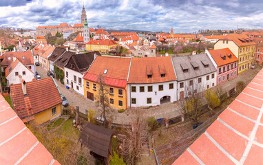 Panoramic view of Cesky Krumlov old town, Czech Republic