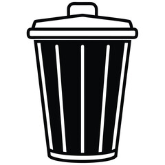 silhouette trash can on white background