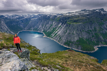 View of the famous Trolltunga and the surrounding area near Odda (Norway)