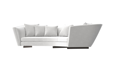 modern white curved sectional sofa angled view isolated.