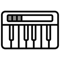 Simple line art illustration of a small keyboard instrument