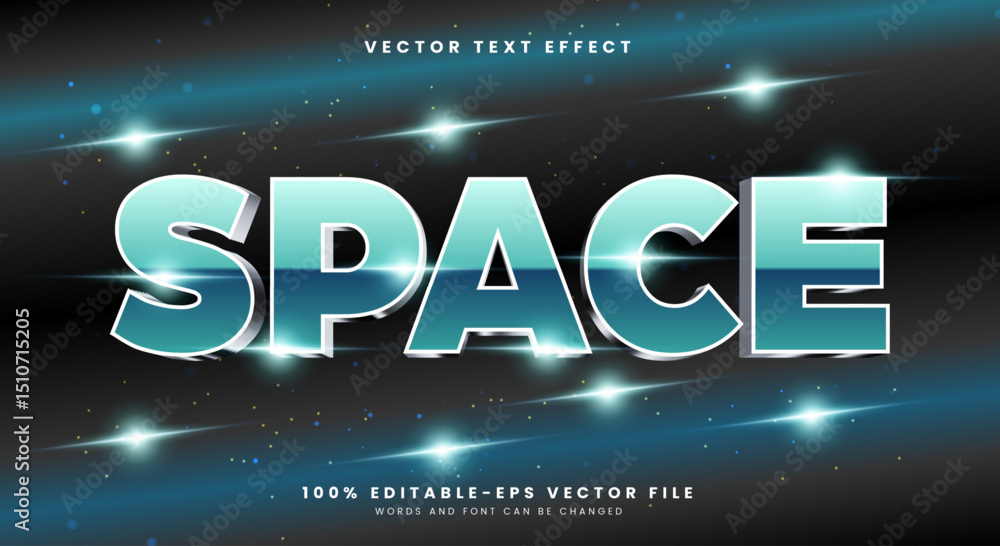 Poster space 3d editable vector text effect template suitable for modern concept
