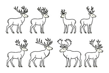 Deer family silhouette icon set. wildlife and animal-themed graphic symbols