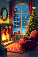 christmas music poster, christmas party poster, christmas poster background, santa poster, happy holidays poster, christmas poster greeting card, christmas, winter, holiday, landscape, illustration, x