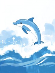 Obraz premium Dolphins are playing in the sea, wallpaper.