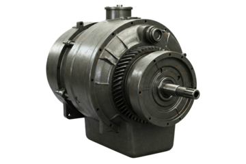 Industrial direct current electric motor generator isolated on a transparent background