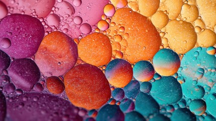 Vibrant Colorful Bubbles with Water Droplets Abstract Background for Artistic and Creative Design Projects