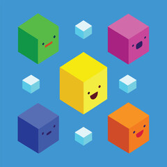 Obraz premium Colorful 3d cube emoji icon for app or website