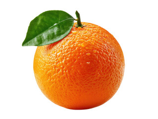 Vibrant Orange with Green Leaf: A close-up shot of a fresh, juicy orange with a vibrant peel, perfectly complemented by a bright green leaf, creating a visually appealing and refreshing image.