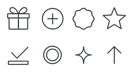 Minimalist linear icon set: bonus, simple, and versatile everyday symbols