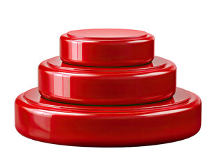 Red Tiered Structure: A sleek, red, tiered structure with a glossy finish, a symbol of elegance, simplicity, and modern design. A minimalist statement.