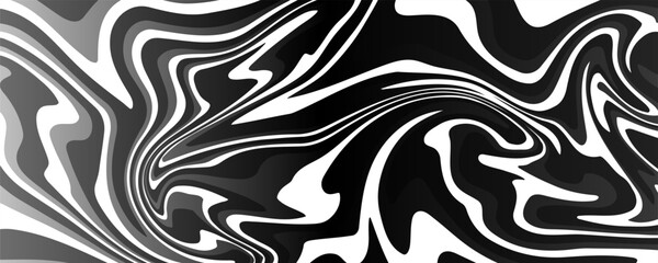 Seamless Pattern with Swirl Water Ripple Splashes. Vector Abstract Black and White Waves. eps 10