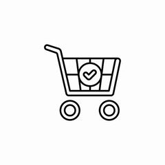 shopping cart check icon sign vector