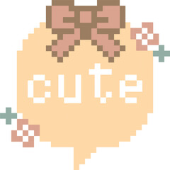 Fototapeta premium retro game 8bit pixel art cute speech bubble balloon, flat design png illustration