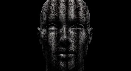 Digital Face on Black Background