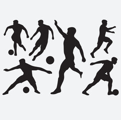 soccer players silhouette vector art illustration