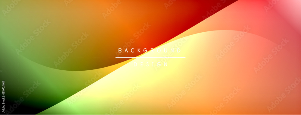 Poster Abstract gradient background. Smooth curves blend vibrant colors, creating dynamic visual effect. Text reads background design.