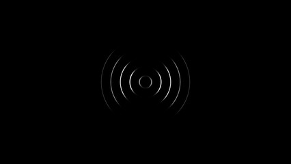 Naklejka premium Radio waves white color 4k illustration. network tower produced radio wave concept on black background.