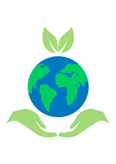 green earth with leaves vector illustration. Eco themes