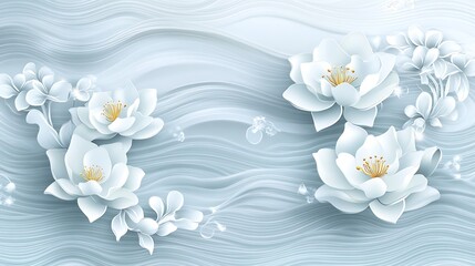 Delicate floral design on wavy backdrop