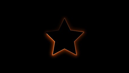 stars neon bright orange color 4k illustration on black background.