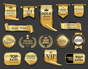 Plakat VIP and premium emblem black and gold isolated on gray background