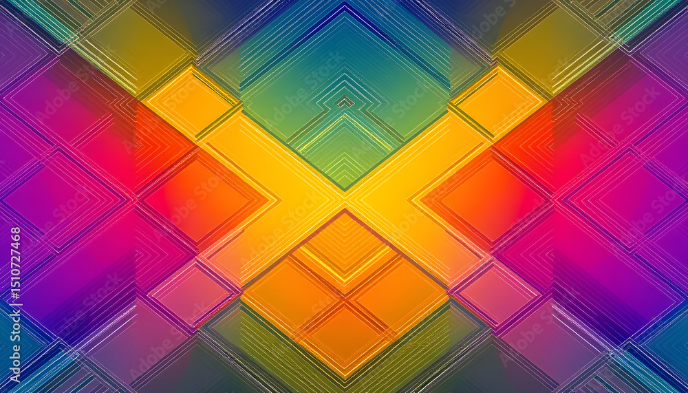 Canvas Prints smooth 3d symmetrical geometric abstract gradient with interwoven linear forms, colorful. with white