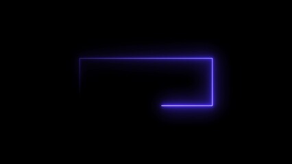Rectangle line neon bright colorful 4k illustration on black background.