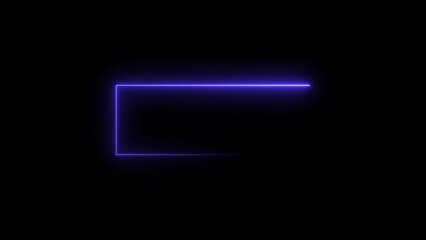 Rectangle line neon bright colorful 4k illustration on black background.
