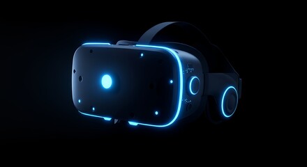 Virtual Reality Headset Glowing Blue