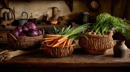 still life with vegetables and spices