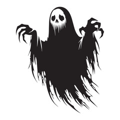 Fototapeta premium Crisp ghost silhouette with bold vector outlines – ghost silhouette – ghost vector illustration – silhouette of ghost