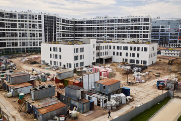 An Urban Construction Site Featuring Modern Buildings Currently Under Development in the City