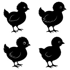 Baby Chick Silhouette vector illustration