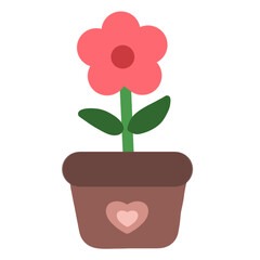 Minimalist Illustration of a Potted Flower