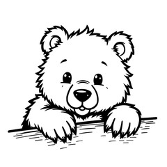 Obraz premium A sweet, minimalist illustration of a charming, adorable baby bear character. It's a simple line art design, perfect for projects needing a friendly touch.