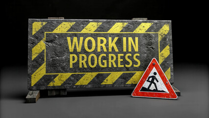 Work in progress construction site safety sign warning caution road hazard