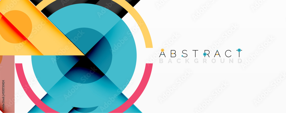 Aufkleber Modern abstract design. Overlapping shapes create dynamic composition. Bright colors contrast against white background. Clean, geometric style.