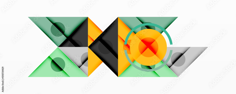 Aufkleber abstract geometric design. overlapping shapes create dynamic composition. orange, green, gray tones 