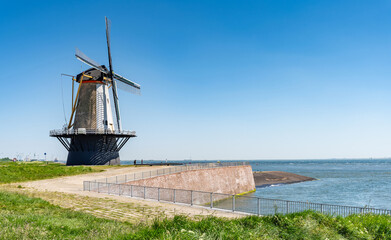 Historic windmill in Vlissingen, province of Zeeland, Netherlands