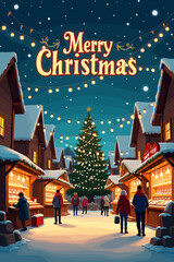 christmas music poster, christmas party poster, christmas poster background, santa poster, happy holidays poster, christmas poster greeting card, christmas, winter, holiday, landscape, illustration, x