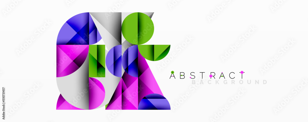 Aufkleber Abstract geometric shapes overlap, creating vibrant colorful design. Modern background suitable for various projects.